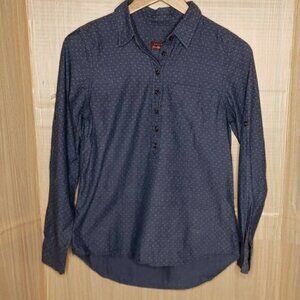 Jachs Girlfriend Womens Blue Dotted 3/4 Button Tunic XS